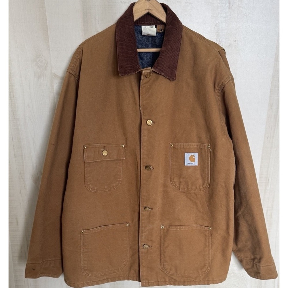 VTG Carhartt 6BLC Blanket Lined Canvas Duck Jacket Men's 52 Brown Made In USA - Picture 2 of 11